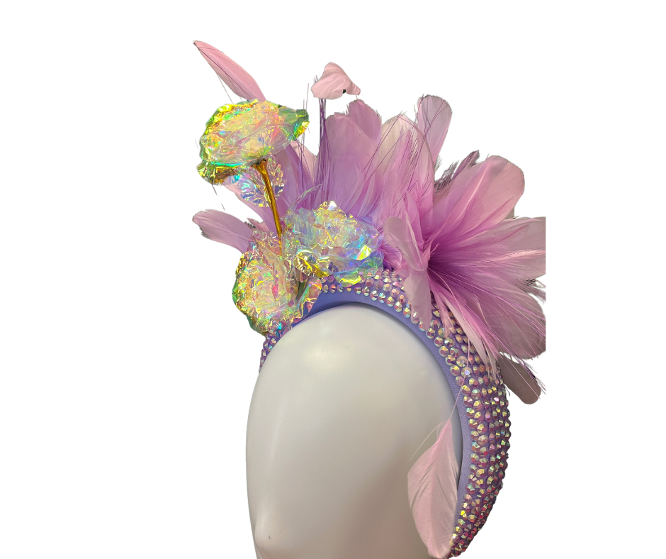 Lavender Feathers  Iridescent Fascinator Hat