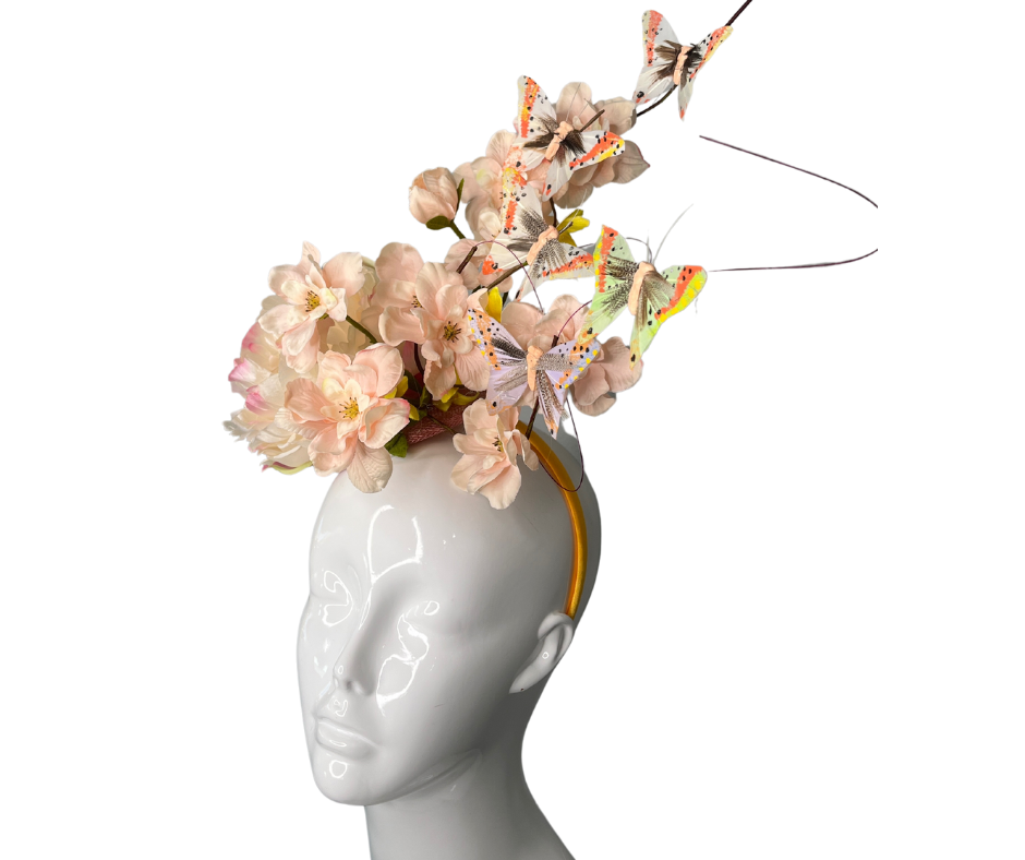 Flutter Blossom Floral and Feather Fascinator