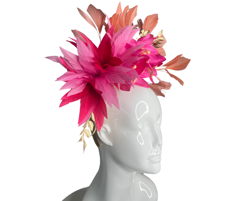 Tropical Elegance Fascinator  Pastel Floral & Gold Accent Headpiece