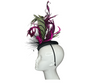 Black, Fuchsia and Green Pheasant Feathers Fascinator Hat