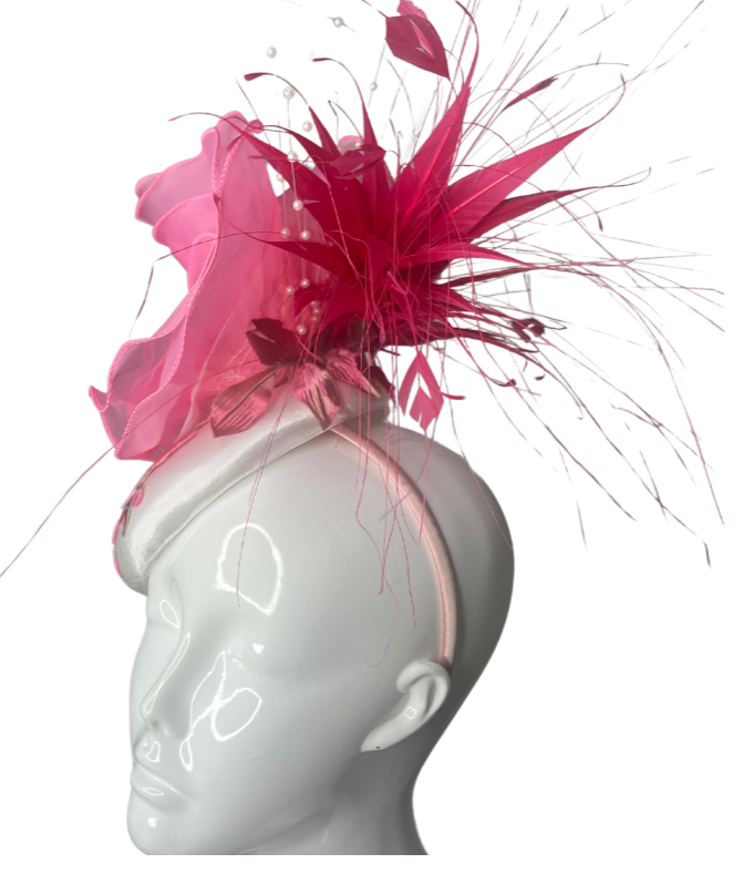 Rose Radiance: Handcrafted Pink Floral Fascinator