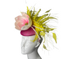 Pink & Yellow  Floral Fascinator – Handmade Derby Hat, Wedding Headpiece, Tea Party Hat