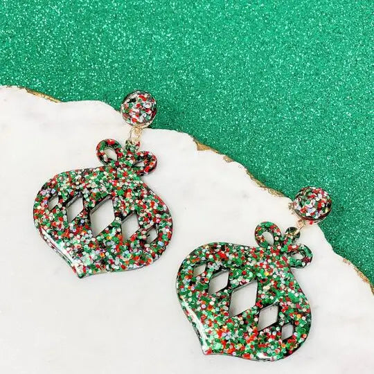 Acrylic Glitter Ornament Dangle Earrings