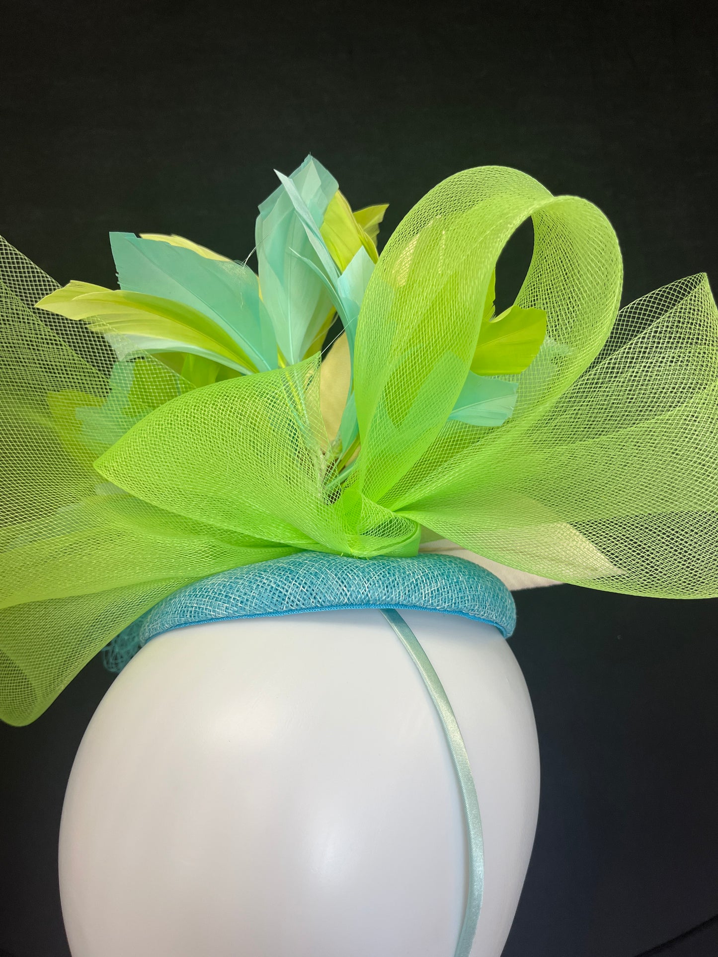 Handcrafted Blue and Green Fascinator Hat