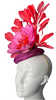 Fuchsia and Red Flame Fascinator with Oversized Bloom and Sculpted Feathers