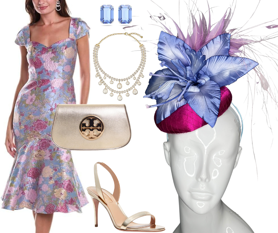 Periwinkle Bloom Fascinator with Magenta Base and Feather Accents