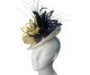 Cream, Navy and Gold Feather Fascinator Hat