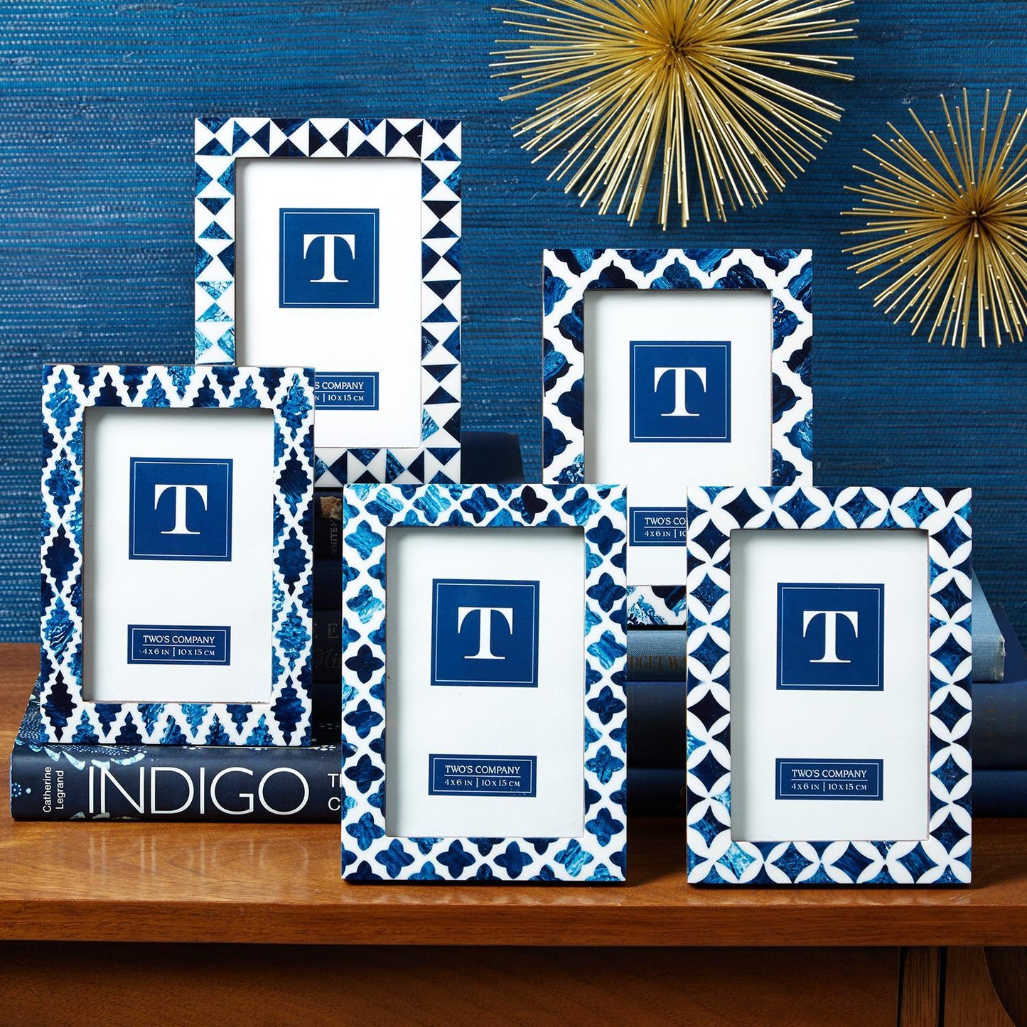 Indigo 4" x 6" Resin Inlay Photo Frame In Assorted 5 Styles