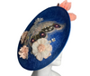 Elegant Blue and Blush Butterfly Saucer Hat  Handcrafted Statement Fascinator for Derby Special Events