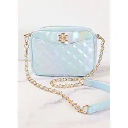 Olivia Quilted Crossbody Blue Opal