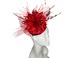 Wine and Coral Feather Fascinator Hat