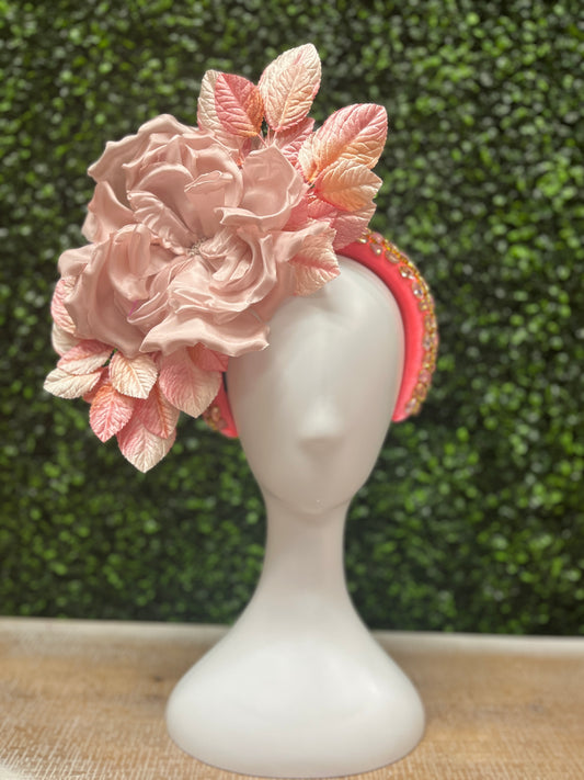 Handmade Pale Pink Rhinestone Fascinator Hat