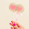 Silver & Pink Heart Lollipops, Champagne Flavor
