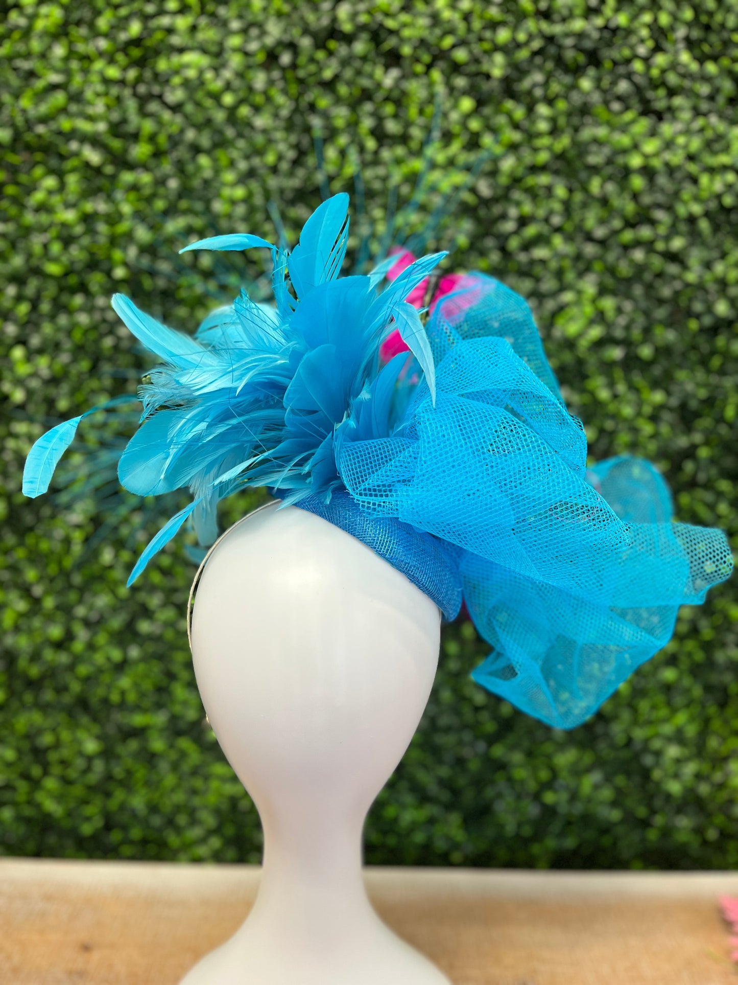 Handmade Blue Feathers & Butterflies Fascinator Hat