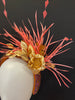 Handcrafted Coral and Brown Headband Fascinator