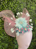 Handmade Turquoise and Light Pink Crinoline Fascinator Hat