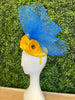 Handmade Yellow & Blue Crinoline Fascinator Hat