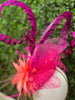 Fuschia & Coral Pheasant Feathers Fascinator Hat