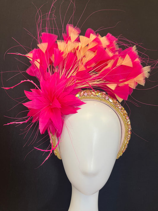 Handcrafted Pink and Peach Fascinator