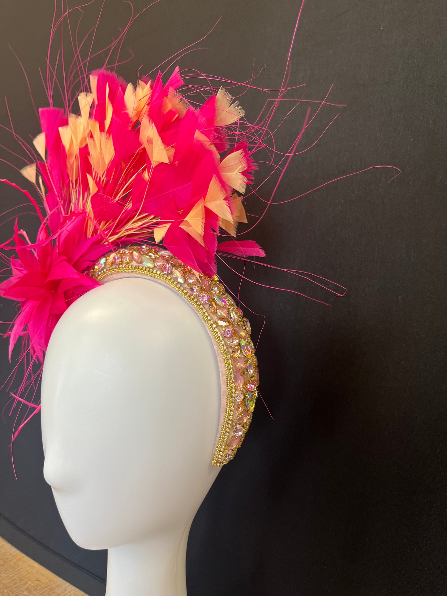 Handcrafted Pink and Peach Fascinator