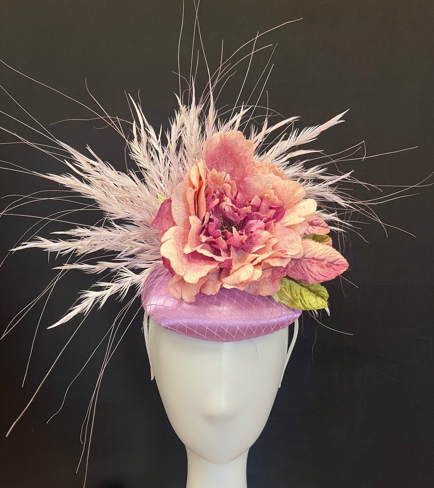 Handcrafted Lavender and Rose Fascinator Hat