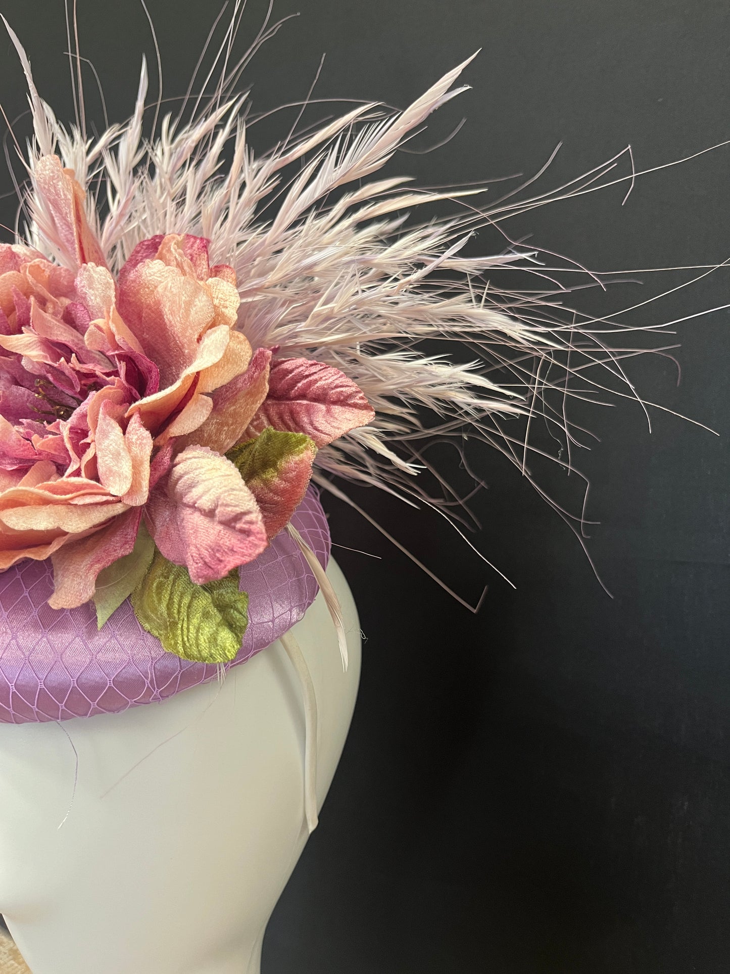 Handcrafted Lavender and Rose Fascinator Hat