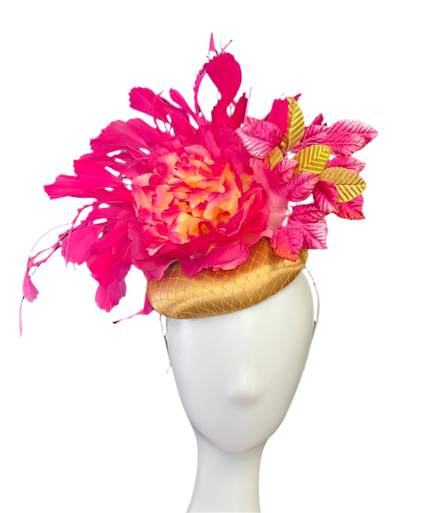 Gold and Hot Pink Fascinator Hat