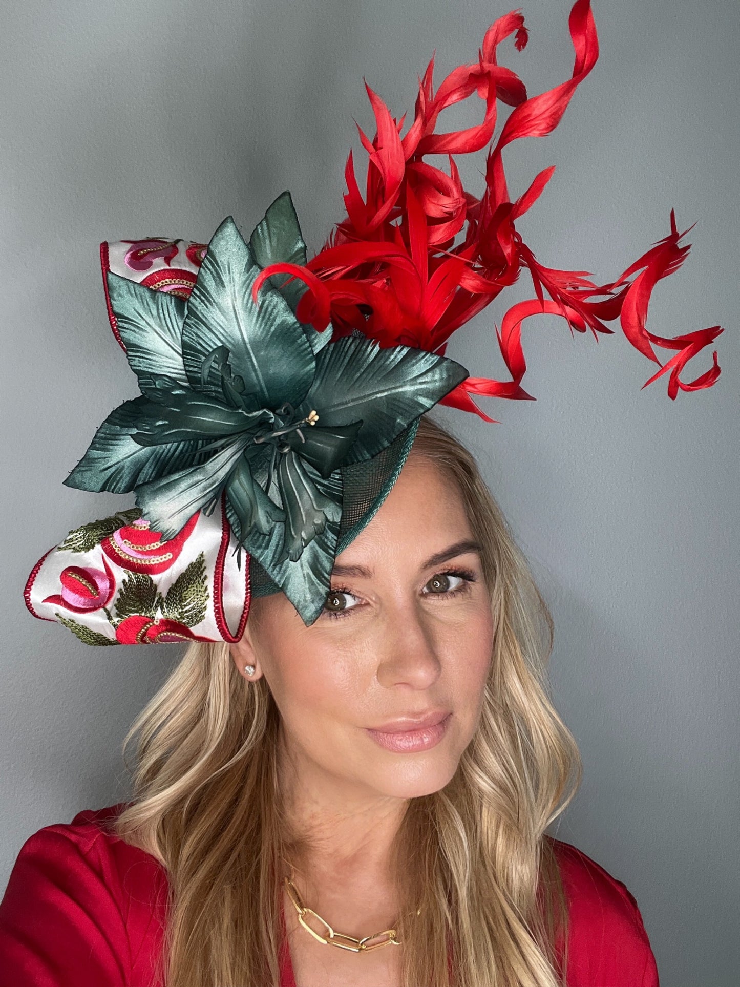 Red & Green Kentucky Derby Fascinator