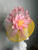 Yellow and Pink Floral Blush Feather Fascinator