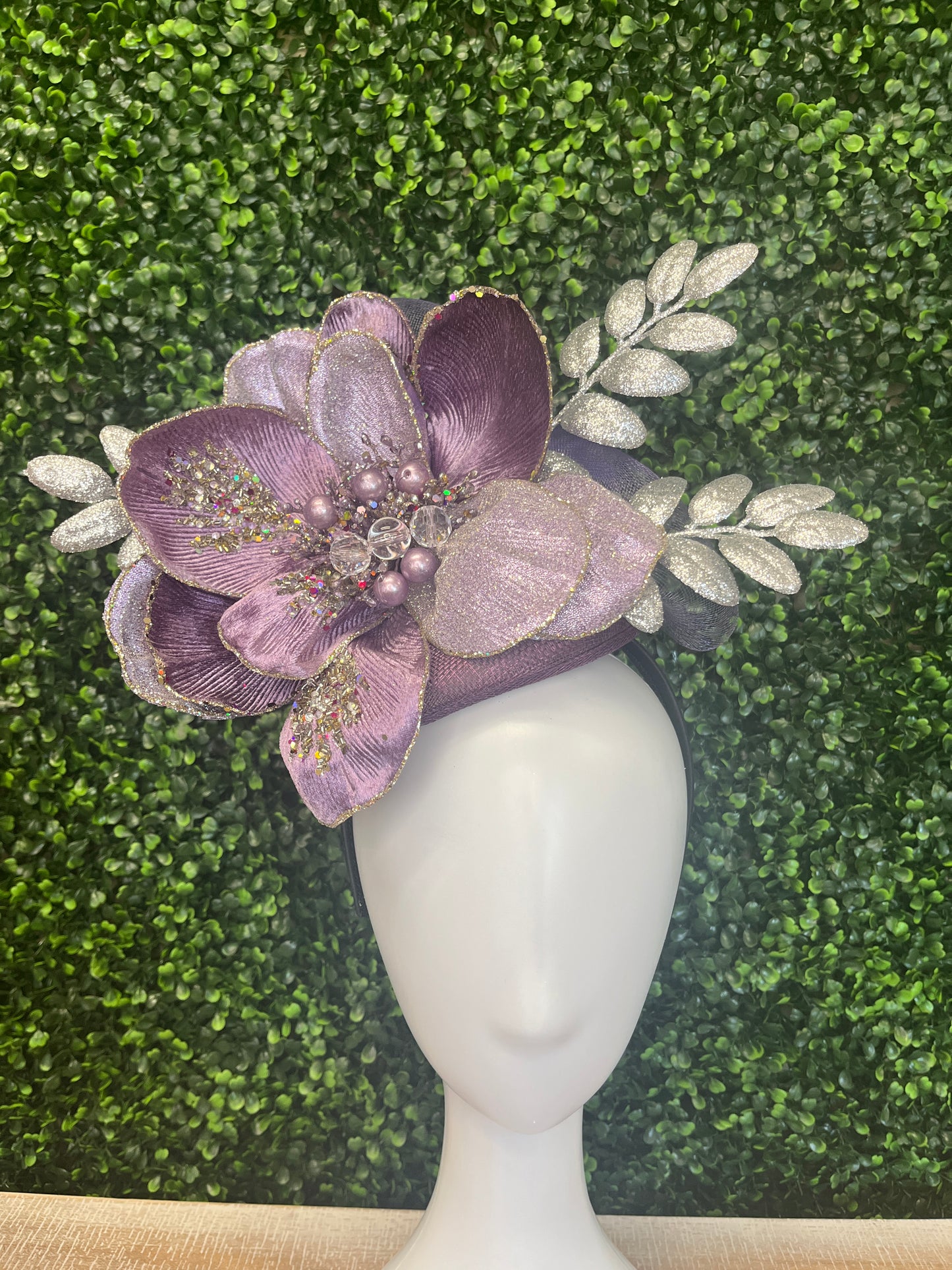 Purple Gem Flower Headband Fascinator Hat