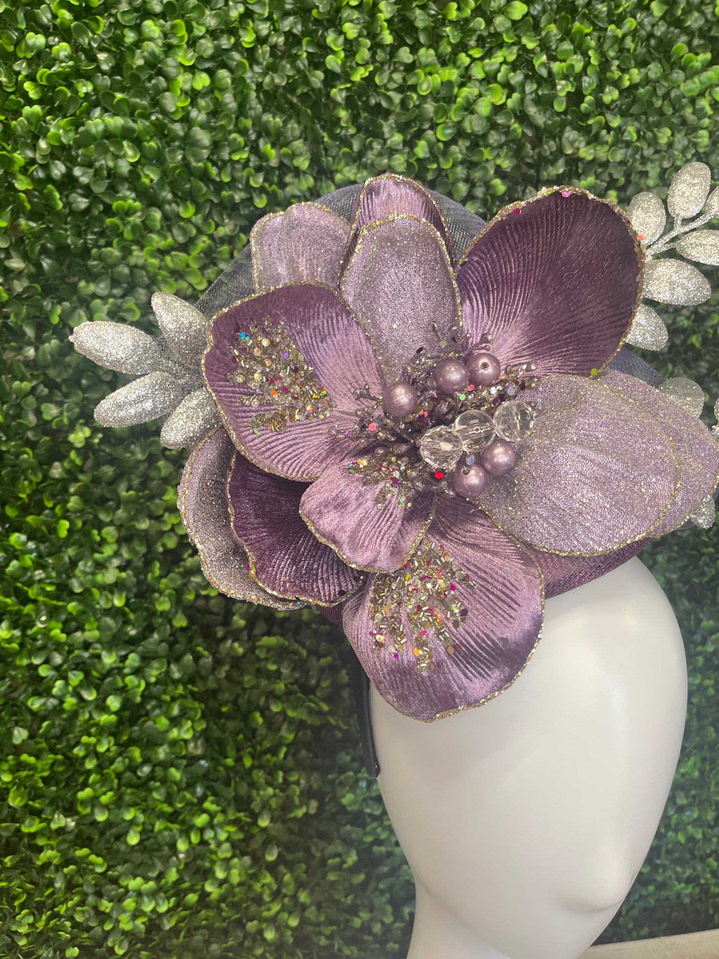 Purple Gem Flower Headband Fascinator Hat