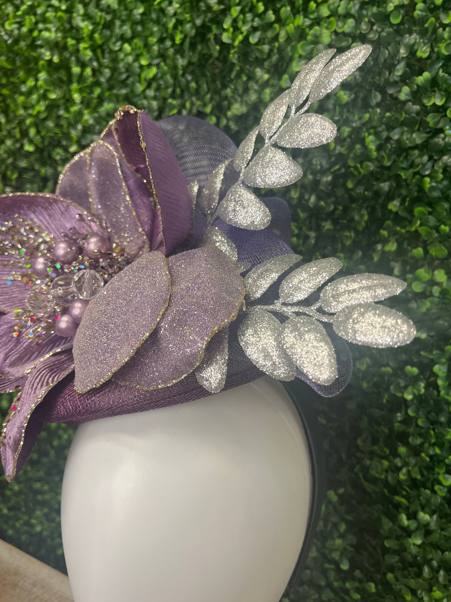 Purple Gem Flower Headband Fascinator Hat