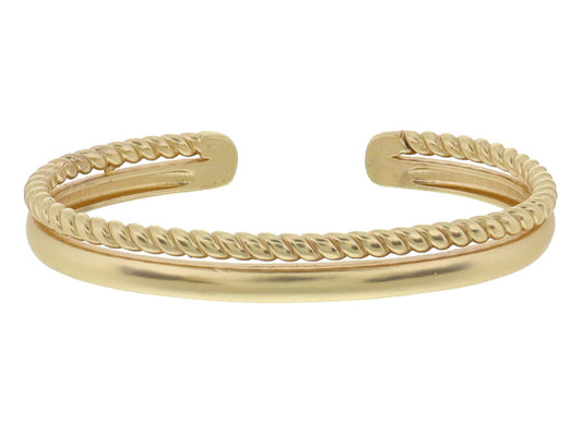 Faux 2 Layer Gold Band and Gold Twist Cuff Bracelet