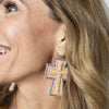AB Crystal Lined And Multi Beaded Post And Cross Earrings