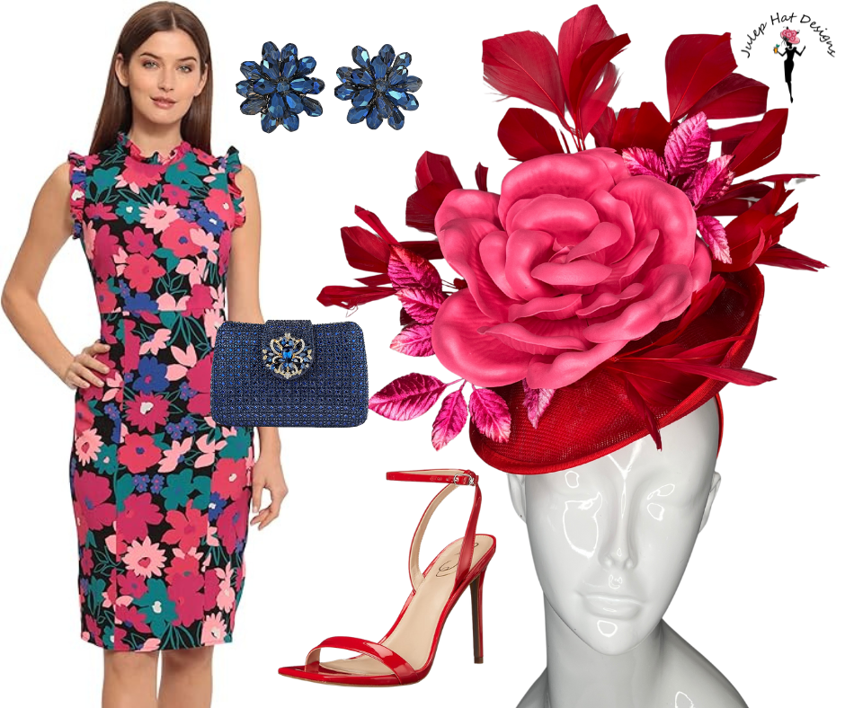 Scarlet Bloom: Bold Red & Pink Rose Fascinator