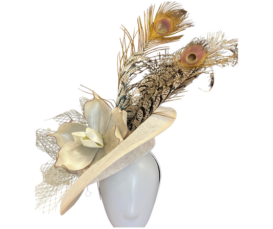 Cream and Natural Pheasant Feather Fascinator Hat