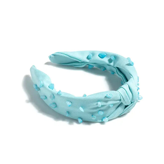 Knotted Embellished Headband- Turquoise