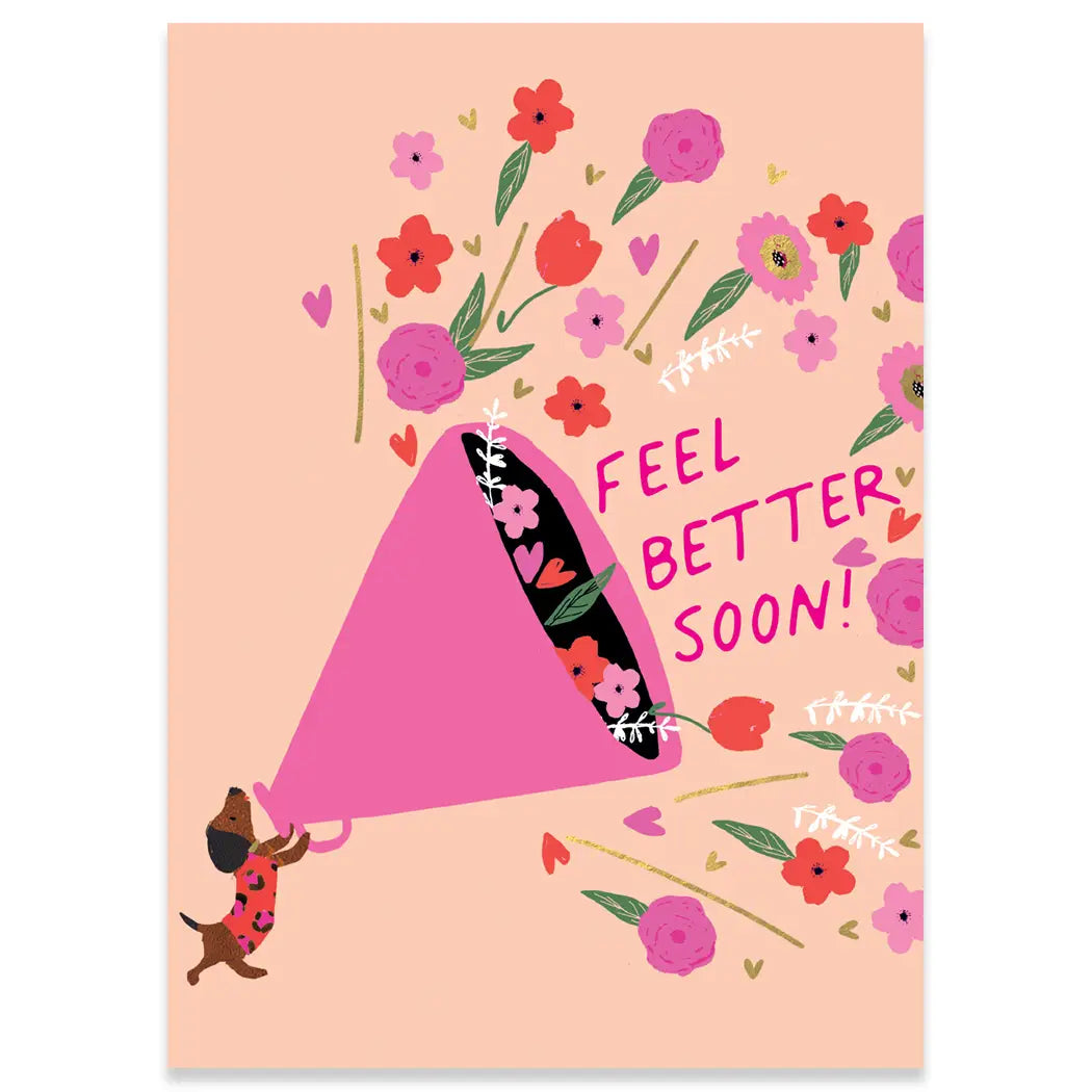 Megaphone Flowers | Carte Get Well Greeting Card