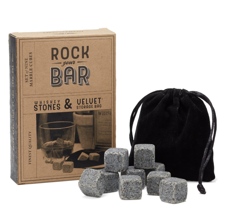 Rock Your Bar Set of 9 Whiskey Stones with Storage Pouch
