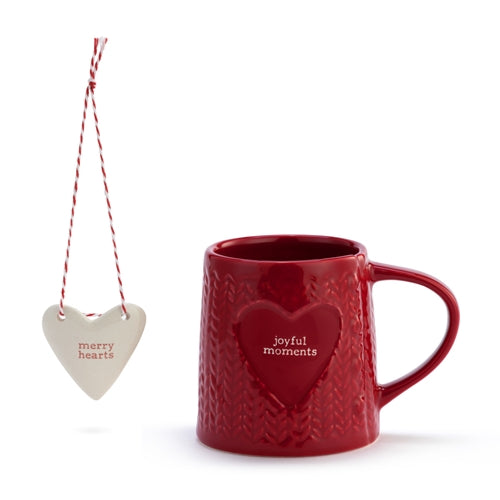 Merry Hearts Christmas Mug With Ornament Set