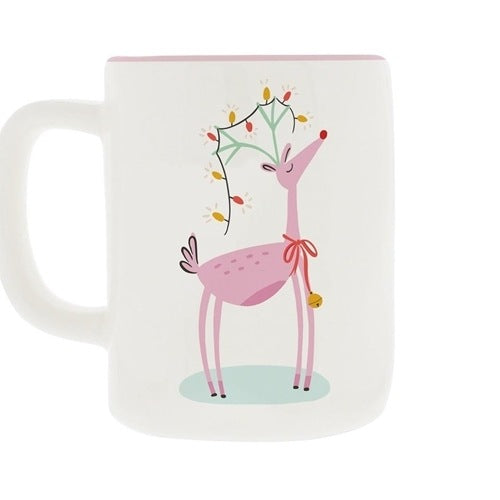 Pink Reindeer Ceramic Mug