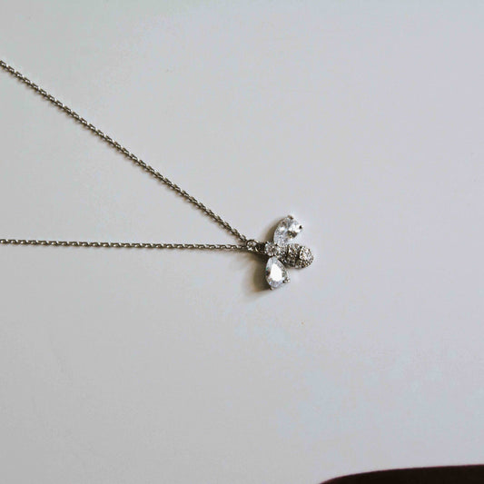 Buzzing Bee Crystal Necklace - Silver