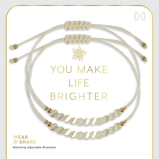 You Make Life Brighter Wear + Share Bracelet Set- Cream