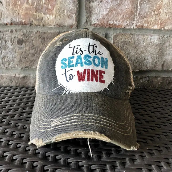 Tis the Season To Wine Hat- Black