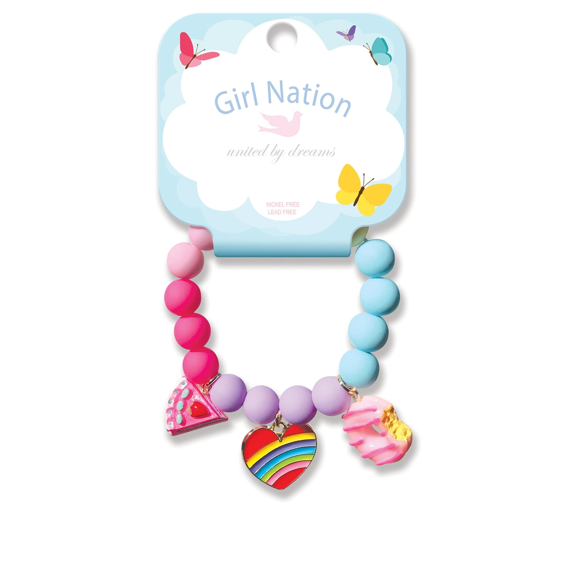 Girl Nation Charming Whimsy Bracelet- Rainbow Heart