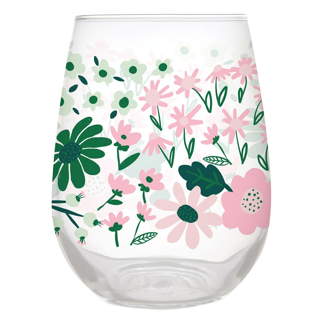 Floral Pattern Stemless Wine Glass