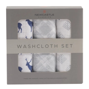 Blue Deer Washcloth Set of 3
