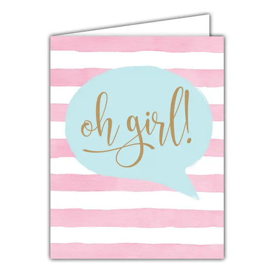 Pink Oh Girl Small Folded Greeting Card