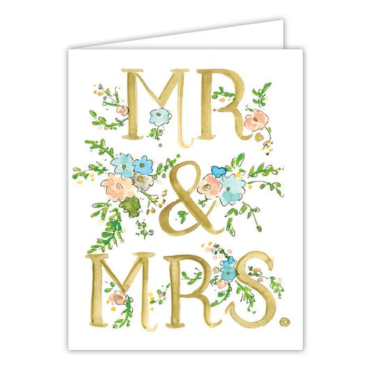 Mr and Mrs Floral Small Folded Greeting Card