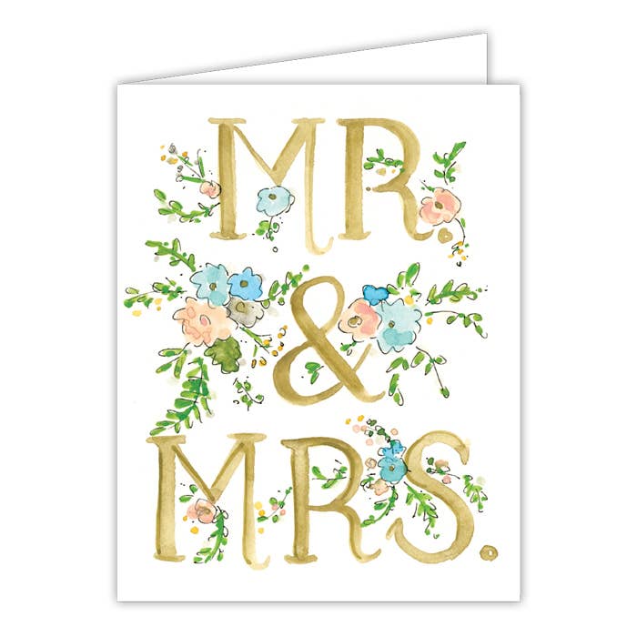 Mr and Mrs Floral Small Folded Greeting Card